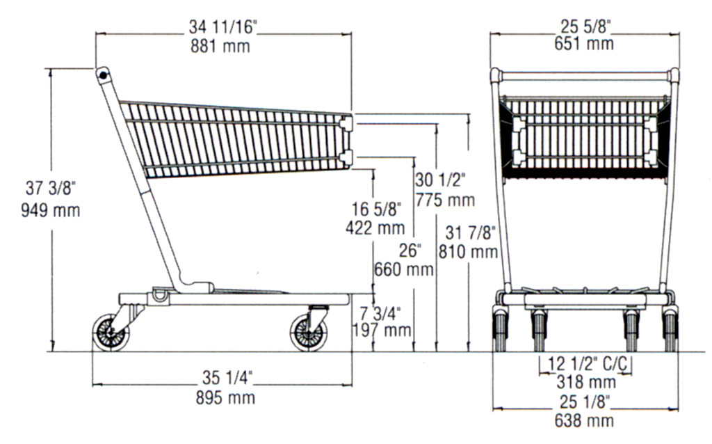 dimension shopping cart ms108
